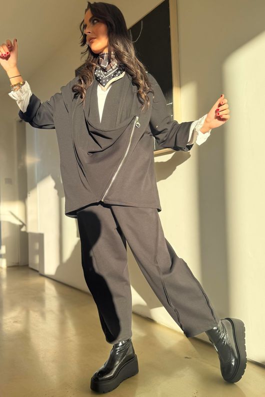 Sola Tech Drape Relaxed Biker Jacket Black